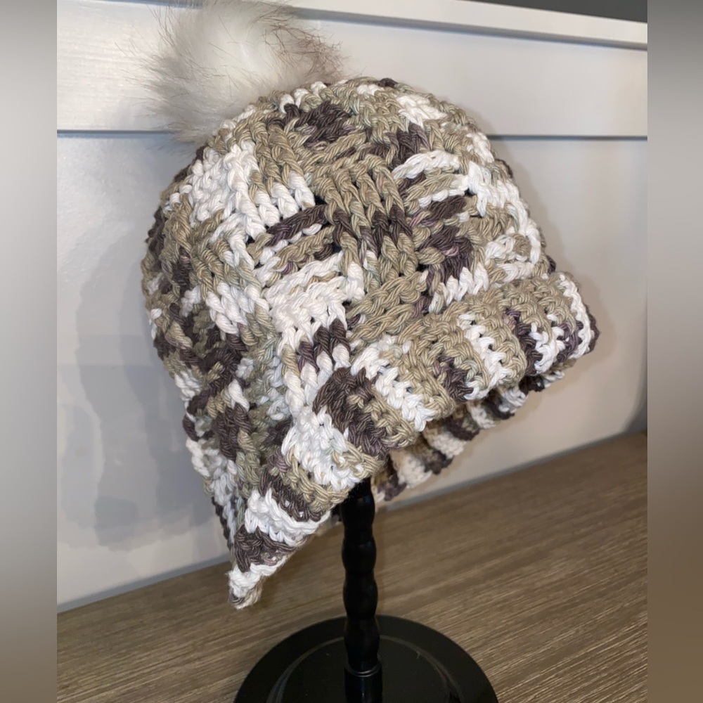Handmade Crochet Beanie Hat, creams